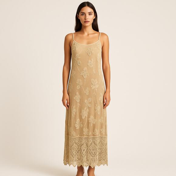 Sue Wong Nocturne Dresses & Skirts - Vintage Y2K Sue Wong Gold Overlay Formal Maxi Dress Size Large